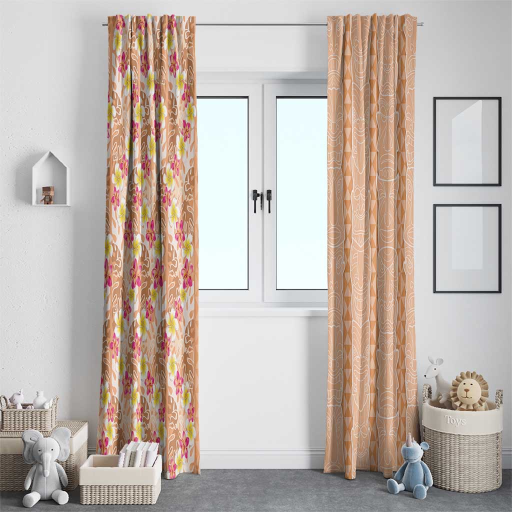 Orange Chiffon Aloha Hawaii Tiki Window Curtain Tropical Plumeria - Seamless Style LT14 - Polynesian Pride
