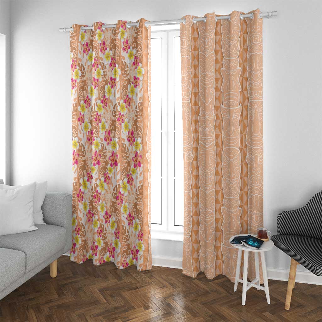 Orange Chiffon Aloha Hawaii Tiki Window Curtain Tropical Plumeria - Seamless Style LT14 With Grommets Orange - Polynesian Pride