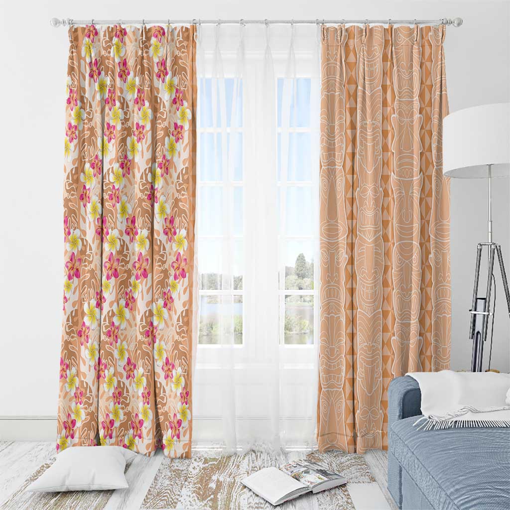 Orange Chiffon Aloha Hawaii Tiki Window Curtain Tropical Plumeria - Seamless Style LT14 - Polynesian Pride