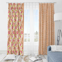 Orange Chiffon Aloha Hawaii Tiki Window Curtain Tropical Plumeria - Seamless Style LT14 - Polynesian Pride