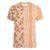 Orange Chiffon Aloha Hawaii Tiki Women V-Neck T-Shirt Tropical Plumeria - Seamless Style