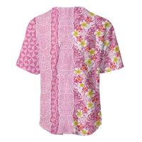 Pastel Magenta Aloha Hawaii Tiki Baseball Jersey Tropical Plumeria - Seamless Style LT14 - Polynesian Pride