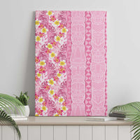Pastel Magenta Aloha Hawaii Tiki Canvas Wall Art Tropical Plumeria - Seamless Style