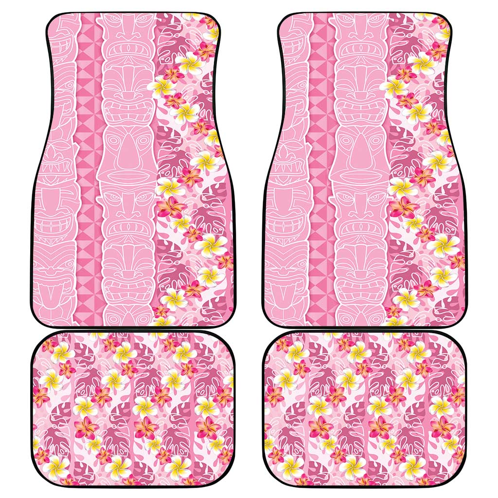 Pastel Magenta Aloha Hawaii Tiki Car Mats Tropical Plumeria - Seamless Style