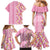 Pastel Magenta Aloha Hawaii Tiki Family Matching Mermaid Dress and Hawaiian Shirt Tropical Plumeria - Seamless Style