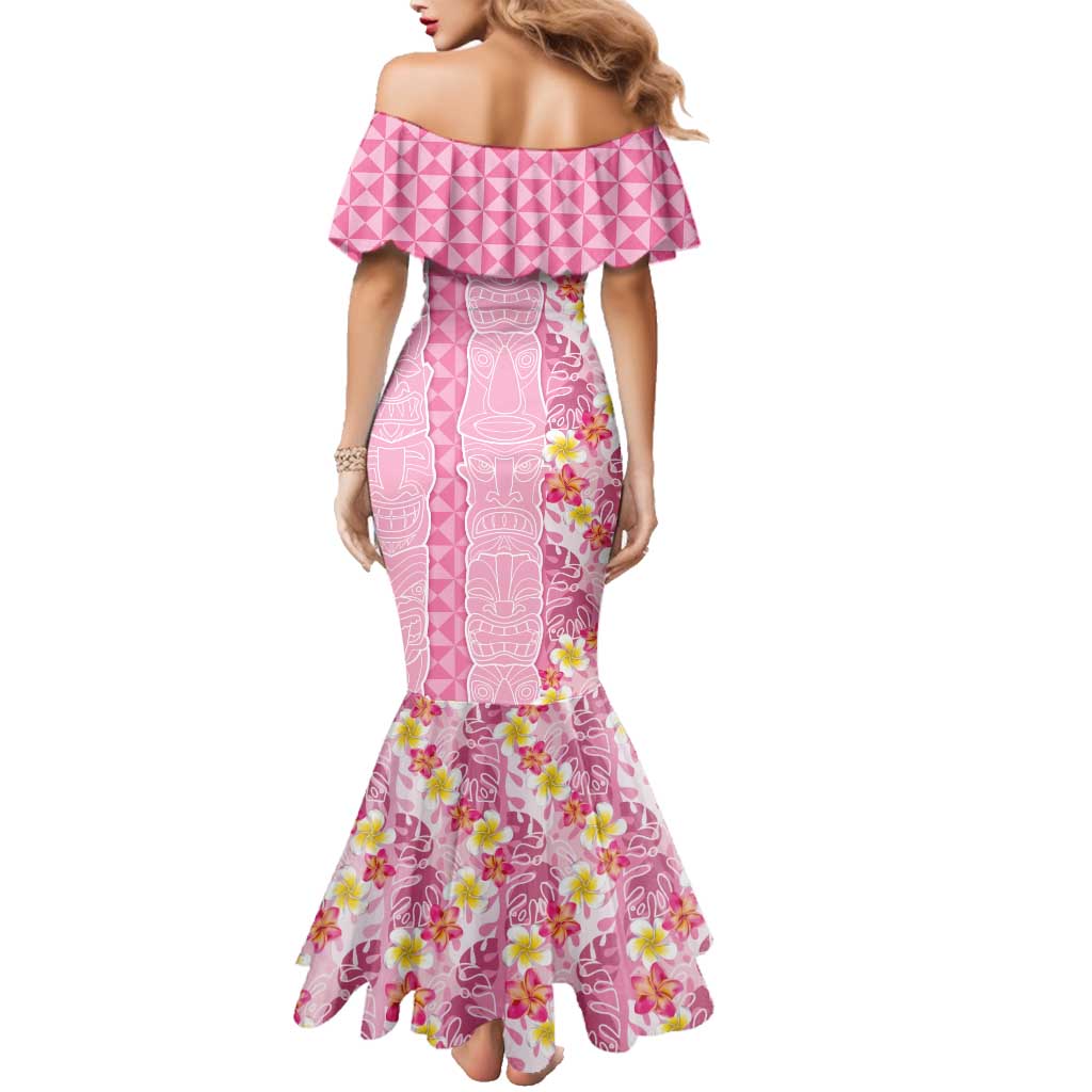 Pastel Magenta Aloha Hawaii Tiki Family Matching Mermaid Dress and Hawaiian Shirt Tropical Plumeria - Seamless Style LT14 - Polynesian Pride