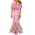 Pastel Magenta Aloha Hawaii Tiki Family Matching Mermaid Dress and Hawaiian Shirt Tropical Plumeria - Seamless Style