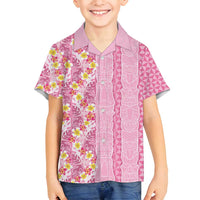 Pastel Magenta Aloha Hawaii Tiki Family Matching Tank Maxi Dress and Hawaiian Shirt Tropical Plumeria - Seamless Style LT14 Son's Shirt Magenta - Polynesian Pride