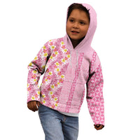 Pastel Magenta Aloha Hawaii Tiki Kid Hoodie Tropical Plumeria - Seamless Style