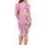 Pastel Magenta Aloha Hawaii Tiki Long Sleeve Bodycon Dress Tropical Plumeria - Seamless Style
