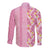 Pastel Magenta Aloha Hawaii Tiki Long Sleeve Button Shirt Tropical Plumeria - Seamless Style