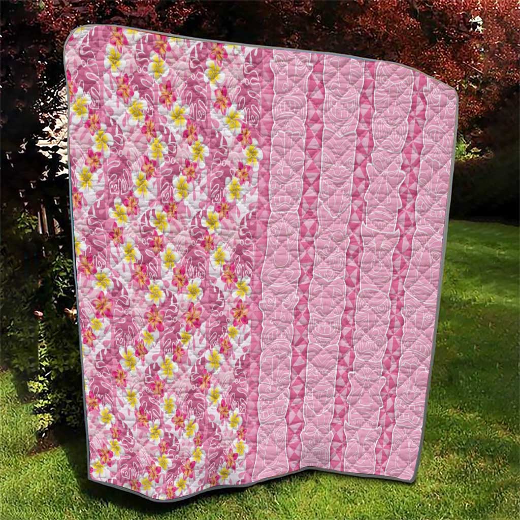 Pastel Magenta Aloha Hawaii Tiki Quilt Tropical Plumeria - Seamless Style LT14 - Polynesian Pride