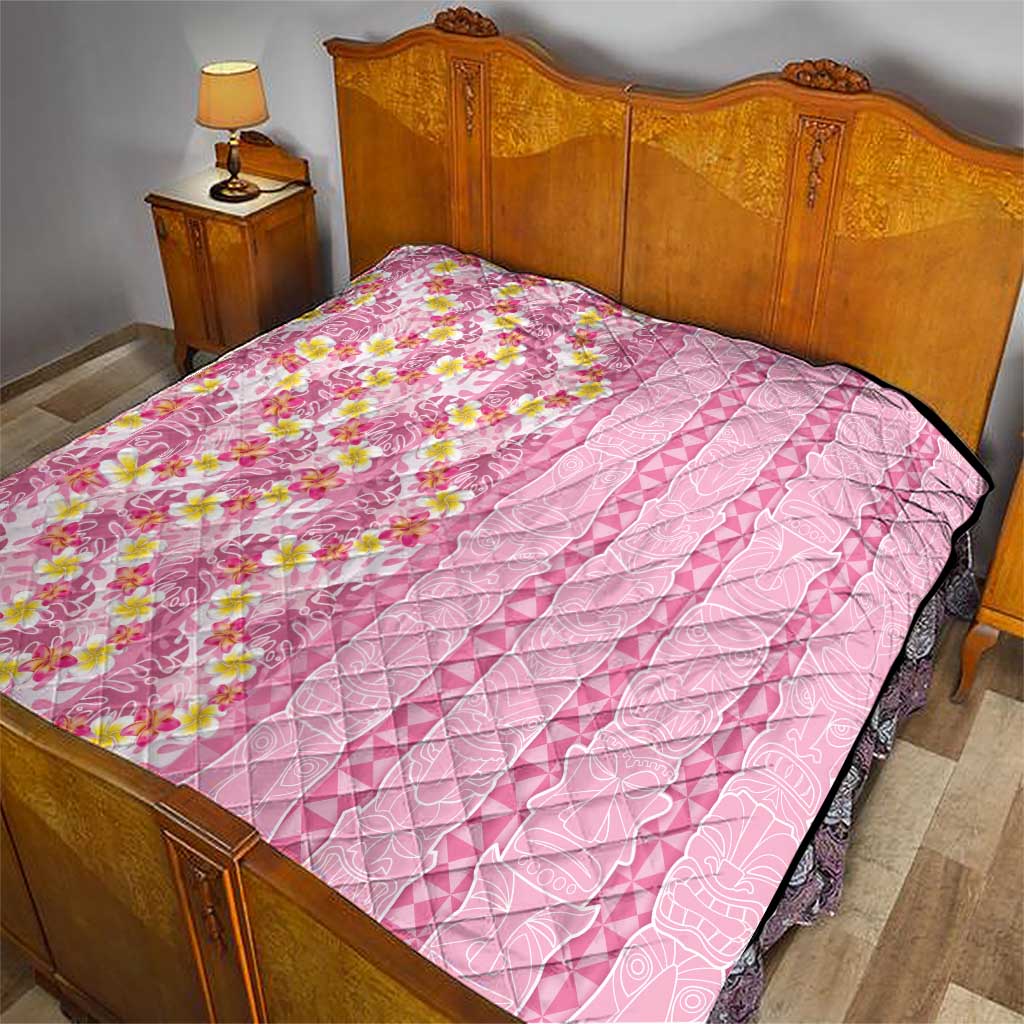 Pastel Magenta Aloha Hawaii Tiki Quilt Tropical Plumeria - Seamless Style LT14 - Polynesian Pride