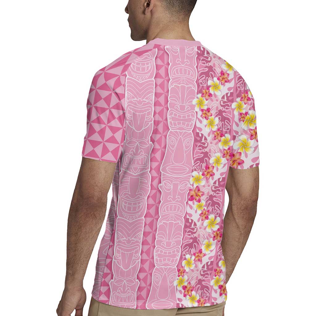 Pastel Magenta Aloha Hawaii Tiki Rugby Jersey Tropical Plumeria - Seamless Style