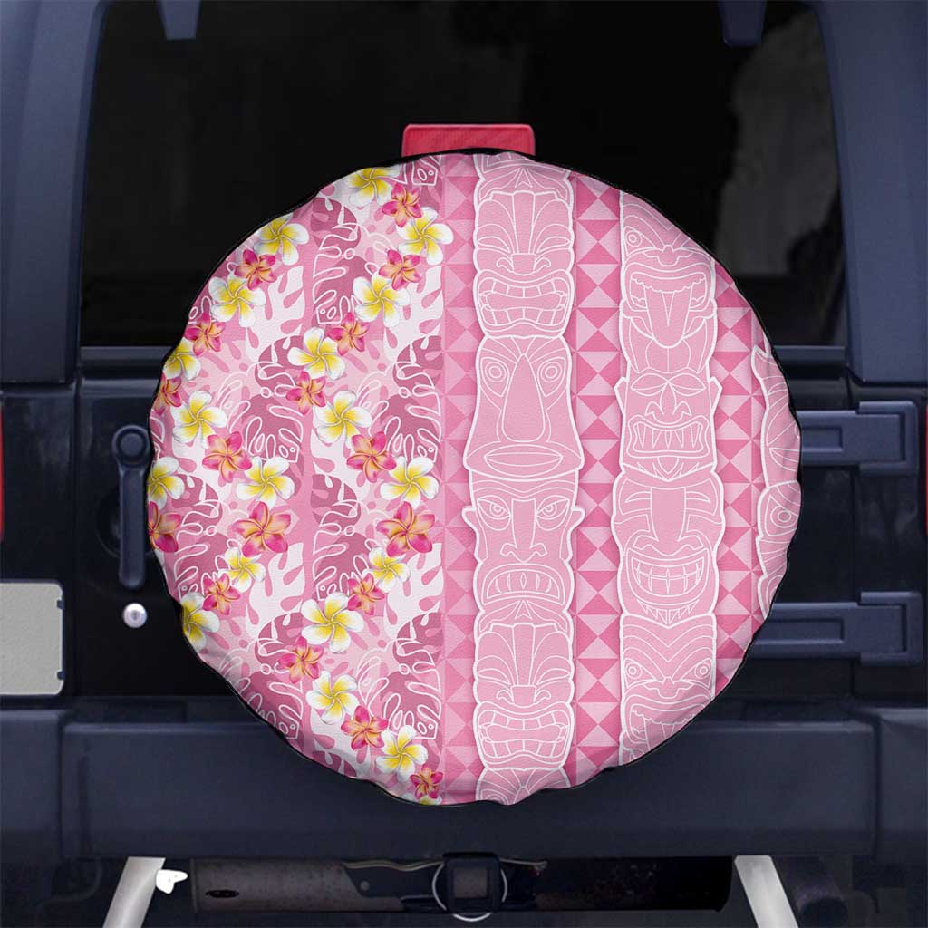 Pastel Magenta Aloha Hawaii Tiki Spare Tire Cover Tropical Plumeria - Seamless Style