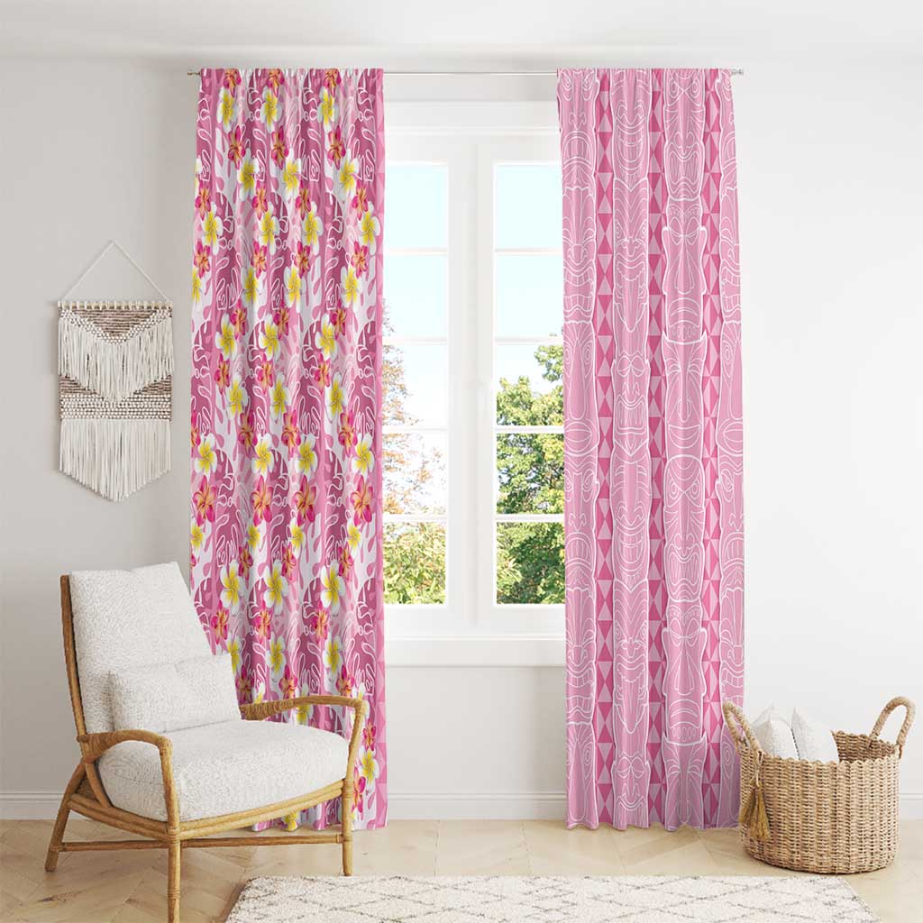 Pastel Magenta Aloha Hawaii Tiki Window Curtain Tropical Plumeria - Seamless Style LT14 - Polynesian Pride
