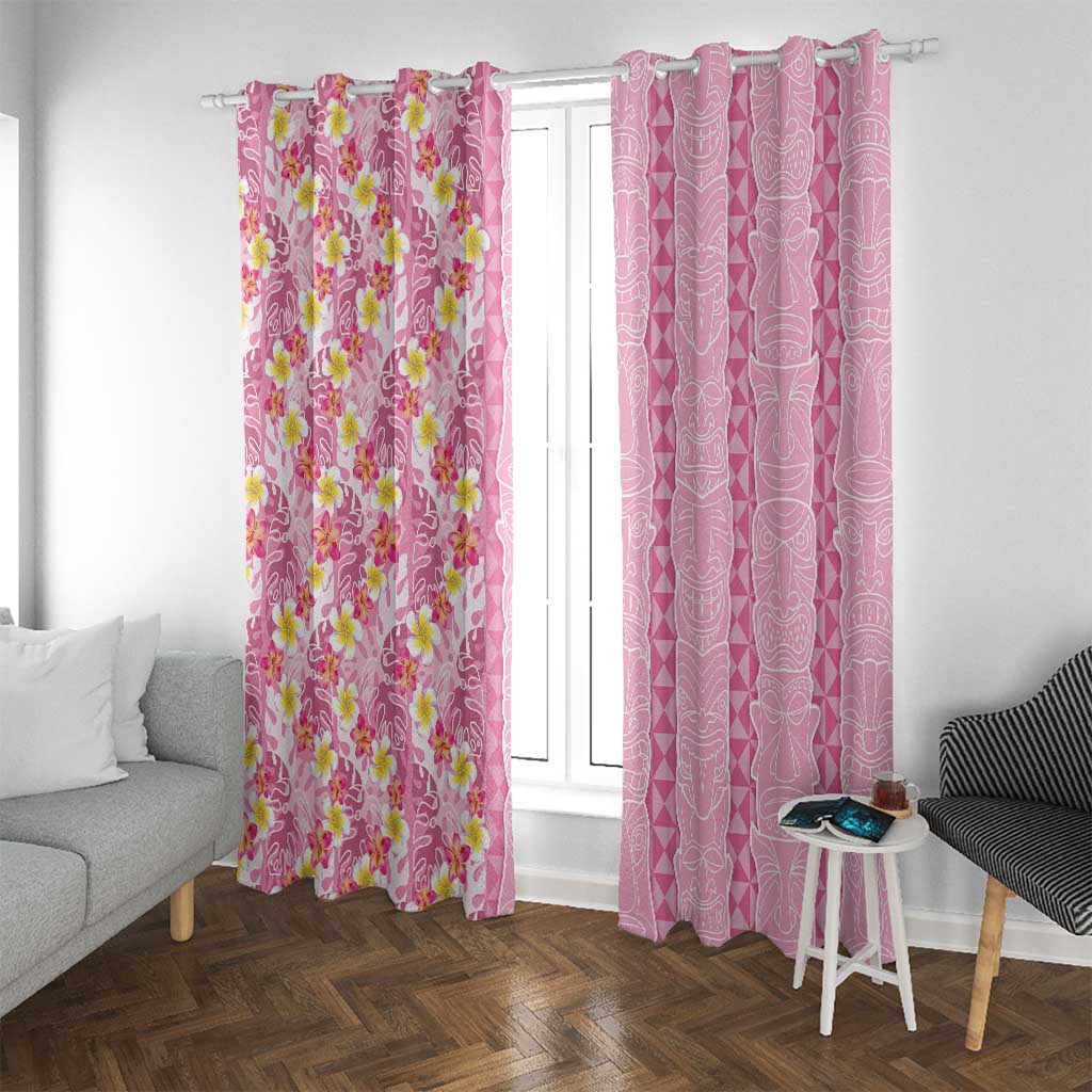 Pastel Magenta Aloha Hawaii Tiki Window Curtain Tropical Plumeria - Seamless Style LT14 With Grommets Magenta - Polynesian Pride