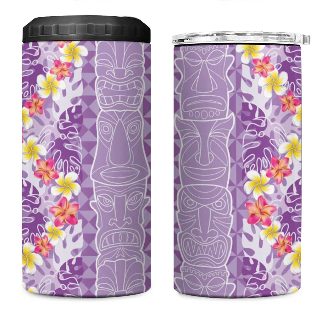 Lush Lilac Aloha Hawaii Tiki 4 in 1 Can Cooler Tumbler Tropical Plumeria - Seamless Style