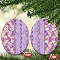 Lush Lilac Aloha Hawaii Tiki Ceramic Ornament Tropical Plumeria - Seamless Style