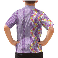 Lush Lilac Aloha Hawaii Tiki Family Matching Mermaid Dress and Hawaiian Shirt Tropical Plumeria - Seamless Style LT14 - Polynesian Pride