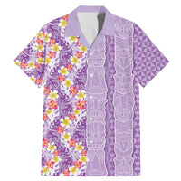 Lush Lilac Aloha Hawaii Tiki Family Matching Mermaid Dress and Hawaiian Shirt Tropical Plumeria - Seamless Style LT14 Dad's Shirt - Short Sleeve Purple - Polynesian Pride
