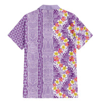 Lush Lilac Aloha Hawaii Tiki Family Matching Mermaid Dress and Hawaiian Shirt Tropical Plumeria - Seamless Style LT14 - Polynesian Pride