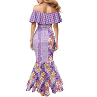 Lush Lilac Aloha Hawaii Tiki Family Matching Mermaid Dress and Hawaiian Shirt Tropical Plumeria - Seamless Style LT14 - Polynesian Pride