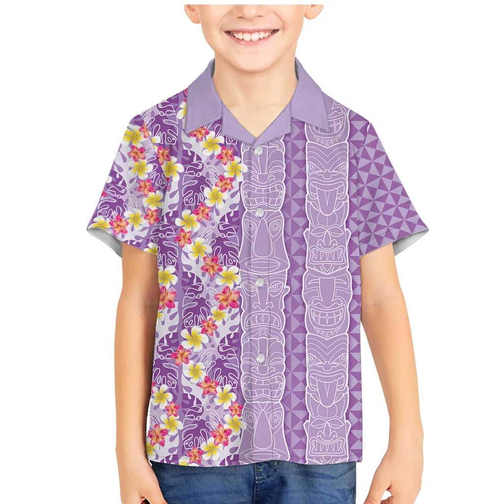 Lush Lilac Aloha Hawaii Tiki Family Matching Mermaid Dress and Hawaiian Shirt Tropical Plumeria - Seamless Style LT14 Son's Shirt Purple - Polynesian Pride