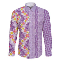 Lush Lilac Aloha Hawaii Tiki Family Matching Puletasi and Hawaiian Shirt Tropical Plumeria - Seamless Style