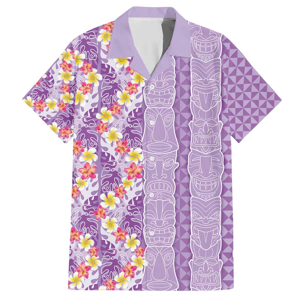 Lush Lilac Aloha Hawaii Tiki Family Matching Tank Maxi Dress and Hawaiian Shirt Tropical Plumeria - Seamless Style LT14 Dad's Shirt - Short Sleeve Purple - Polynesian Pride