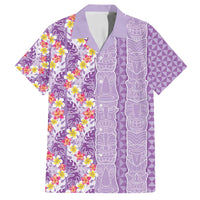 Lush Lilac Aloha Hawaii Tiki Family Matching Tank Maxi Dress and Hawaiian Shirt Tropical Plumeria - Seamless Style LT14 Dad's Shirt - Short Sleeve Purple - Polynesian Pride