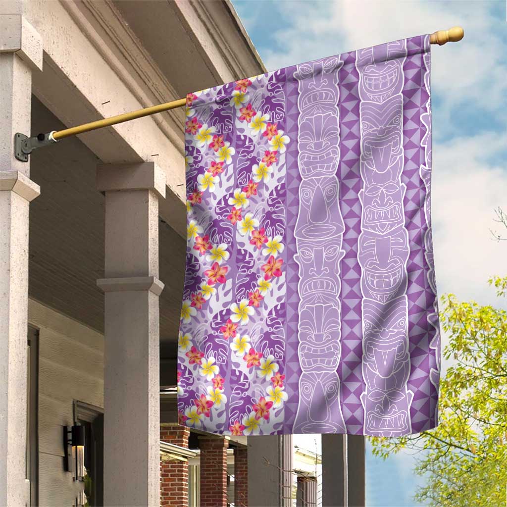 Lush Lilac Aloha Hawaii Tiki Garden Flag Tropical Plumeria - Seamless Style LT14 House Flag Purple - Polynesian Pride