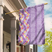 Lush Lilac Aloha Hawaii Tiki Garden Flag Tropical Plumeria - Seamless Style LT14 House Flag Purple - Polynesian Pride