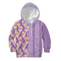 Lush Lilac Aloha Hawaii Tiki Kid Hoodie Tropical Plumeria - Seamless Style