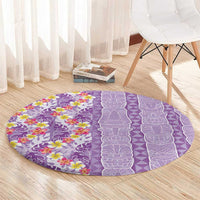 Lush Lilac Aloha Hawaii Tiki Round Carpet Tropical Plumeria - Seamless Style
