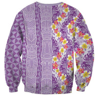 Lush Lilac Aloha Hawaii Tiki Sweatshirt Tropical Plumeria - Seamless Style