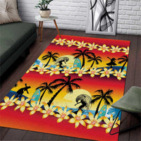 Tropical Islands Sunset Hawaii Area Rug Go Surfing With Hula Girl - Summer Vibes