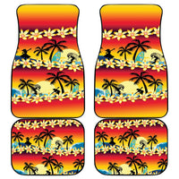 Tropical Islands Sunset Hawaii Car Mats Go Surfing With Hula Girl - Summer Vibes