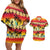 Tropical Islands Sunset Hawaii Couples Matching Off Shoulder Short Dress and Hawaiian Shirt Go Surfing With Hula Girl - Summer Vibes