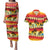 Tropical Islands Sunset Hawaii Couples Matching Puletasi and Hawaiian Shirt Go Surfing With Hula Girl - Summer Vibes
