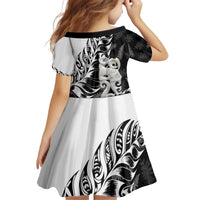 Aotearoa Manaia NZ Maori Silver Fern Kid Short Sleeve Dress LT14 - Polynesian Pride