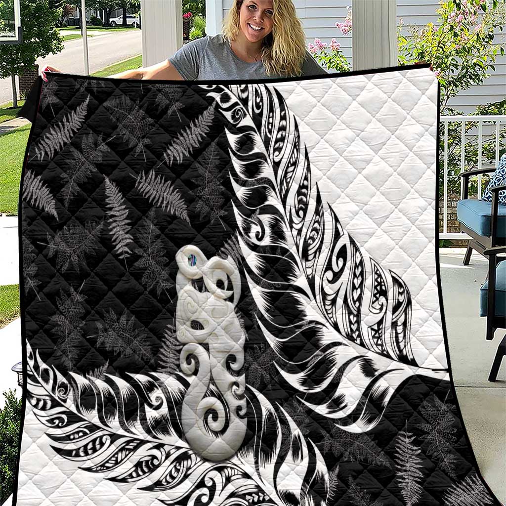 Aotearoa Manaia NZ Maori Silver Fern Quilt LT14 Black - Polynesian Pride