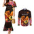 Gude Hi Hai Papua New Guinea Couples Matching Mermaid Dress and Long Sleeve Button Shirt Motuan PNG Raggiana Bird of Paradise Tropical Vibes LT14 Black - Polynesian Pride