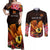 Gude Hi Hai Papua New Guinea Couples Matching Off Shoulder Maxi Dress and Long Sleeve Button Shirt Motuan PNG Raggiana Bird of Paradise Tropical Vibes LT14 Black - Polynesian Pride