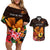 Gude Hi Hai Papua New Guinea Couples Matching Off Shoulder Short Dress and Hawaiian Shirt Motuan PNG Raggiana Bird of Paradise Tropical Vibes LT14 Black - Polynesian Pride