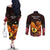 Gude Hi Hai Papua New Guinea Couples Matching Off The Shoulder Long Sleeve Dress and Long Sleeve Button Shirt Motuan PNG Raggiana Bird of Paradise Tropical Vibes LT14 - Polynesian Pride
