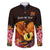 Gude Hi Hai Papua New Guinea Family Matching Off Shoulder Short Dress and Hawaiian Shirt Motuan PNG Raggiana Bird of Paradise Tropical Vibes LT14 Dad's Shirt - Long Sleeve Black - Polynesian Pride