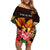 Gude Hi Hai Papua New Guinea Family Matching Off Shoulder Short Dress and Hawaiian Shirt Motuan PNG Raggiana Bird of Paradise Tropical Vibes LT14 Mom's Dress Black - Polynesian Pride