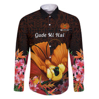 Gude Hi Hai Papua New Guinea Family Matching Short Sleeve Bodycon Dress and Hawaiian Shirt Motuan PNG Raggiana Bird of Paradise Tropical Vibes LT14 Dad's Shirt - Long Sleeve Black - Polynesian Pride