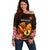 Gude Hi Hai Papua New Guinea Off Shoulder Sweater Motuan PNG Raggiana Bird of Paradise Tropical Vibes LT14 Women Black - Polynesian Pride